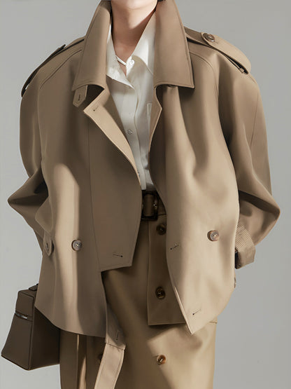 Asymmetrical Lapel Trench Coat
