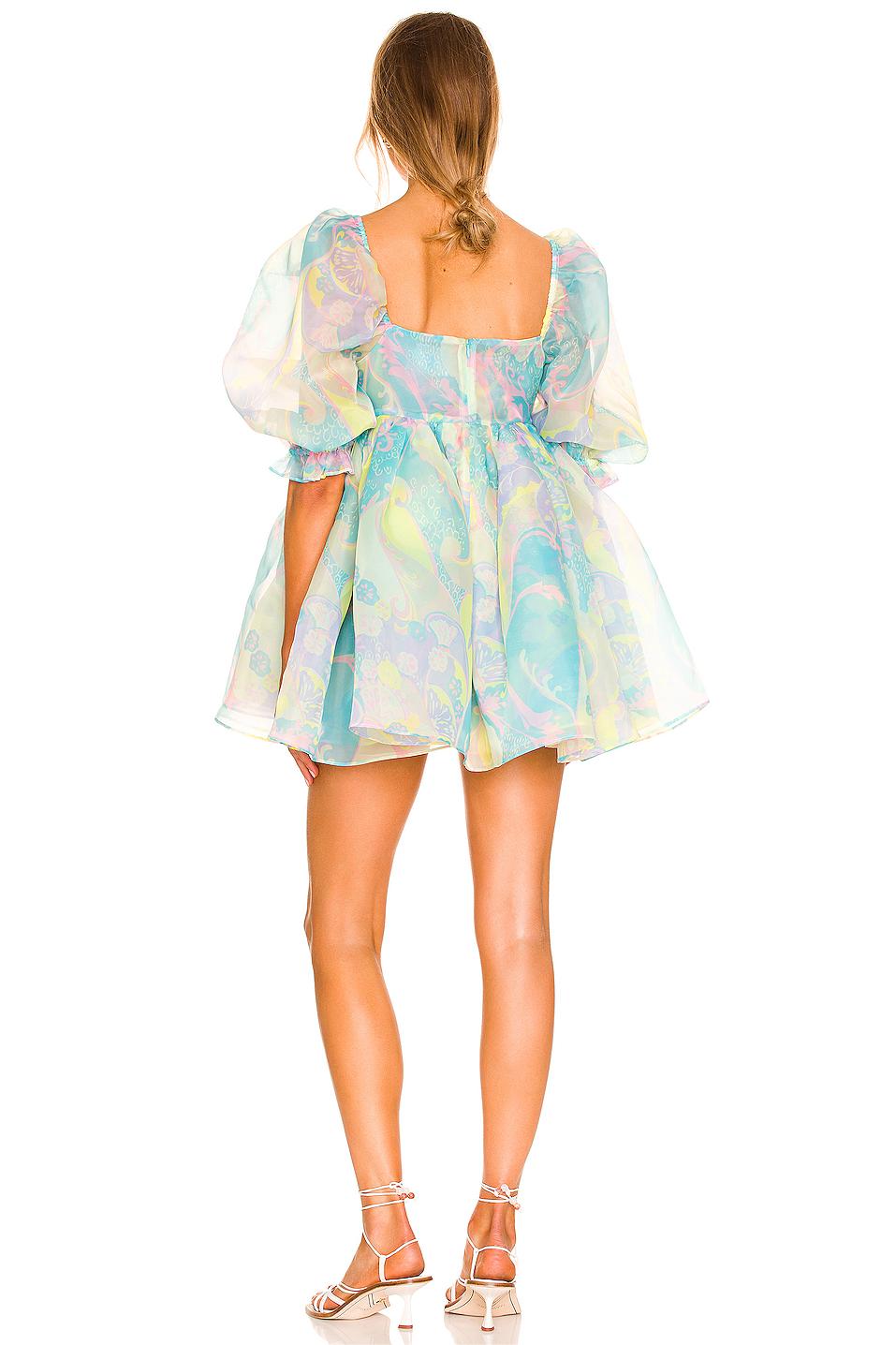 Square Collar Puff Sleeve Mini Dress