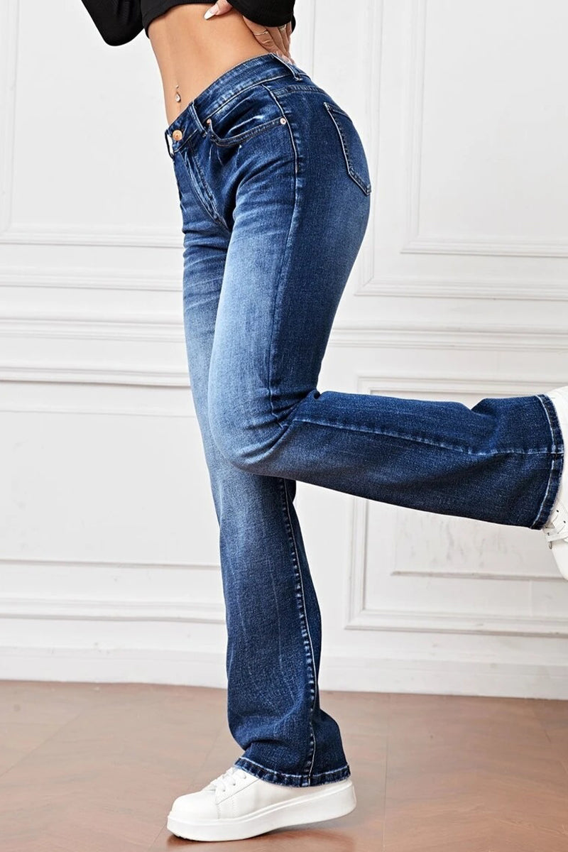 Pocket High Waist Denim Jeans(3 Colors)