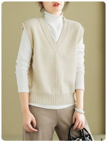 Spring V-neck Knitted Waistcoat
