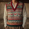 Men's Retro Round Neck Knitted Vest For Christmas artswardrobe