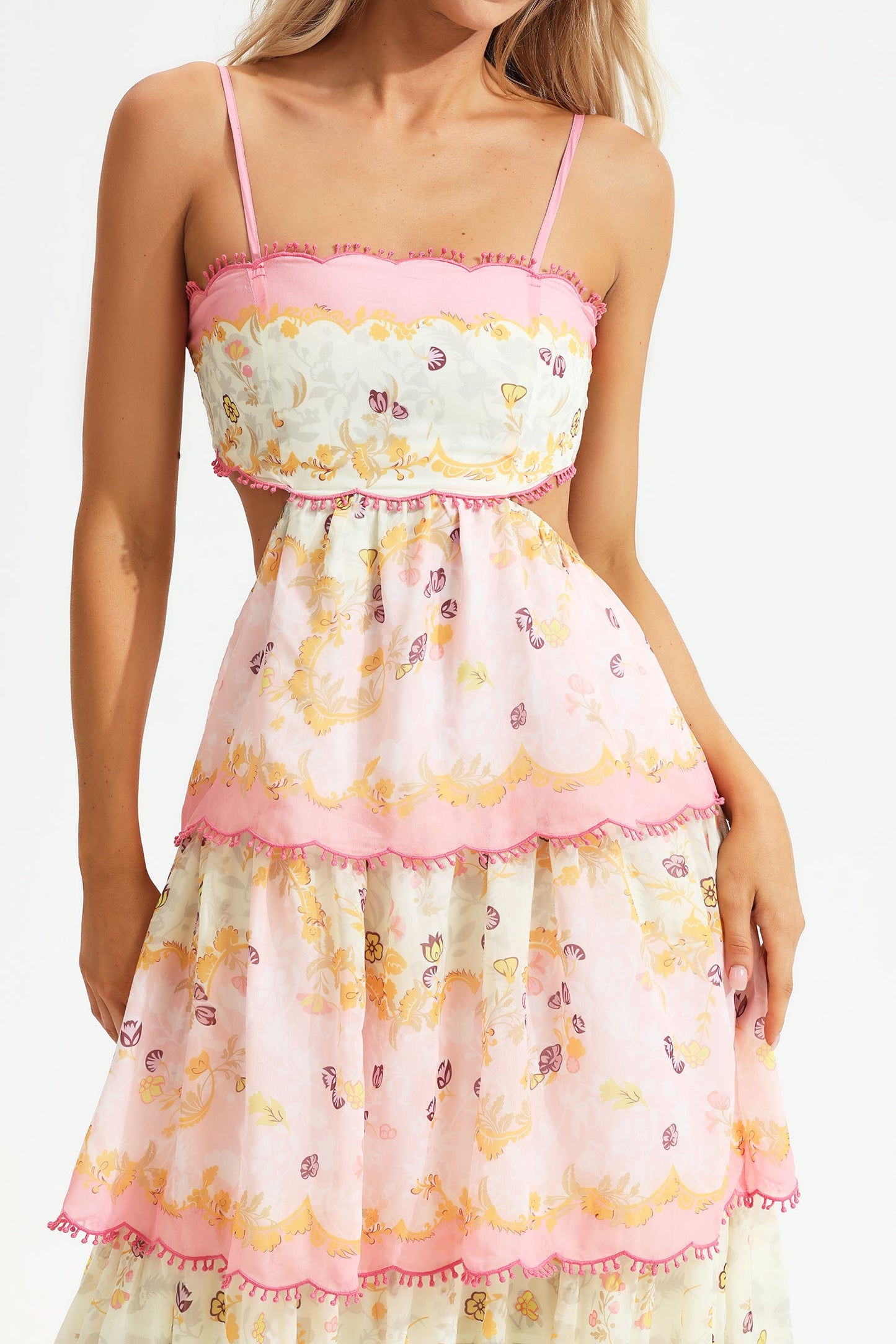Cami Tiered Ruffle Hem Backless Maxi Dress