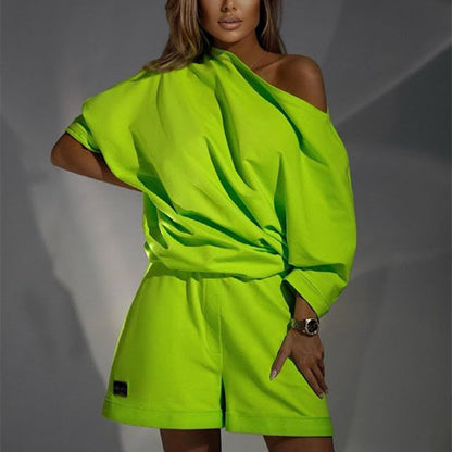 Clothing Sweater Pants Suit Off Neck Off Shoulder Loose Two Piece Set