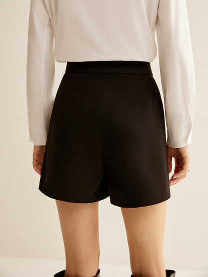 Metal-decor Zipper Shorts