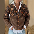 Retro Flower Print Buttoned Sweater Cardigan elevenforest