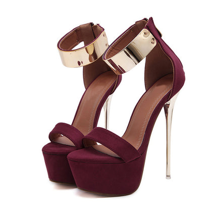 Liyke Metal Ankle Strap 16cm Platform High Heels Sandals for – Club Pole Dance Shoes
