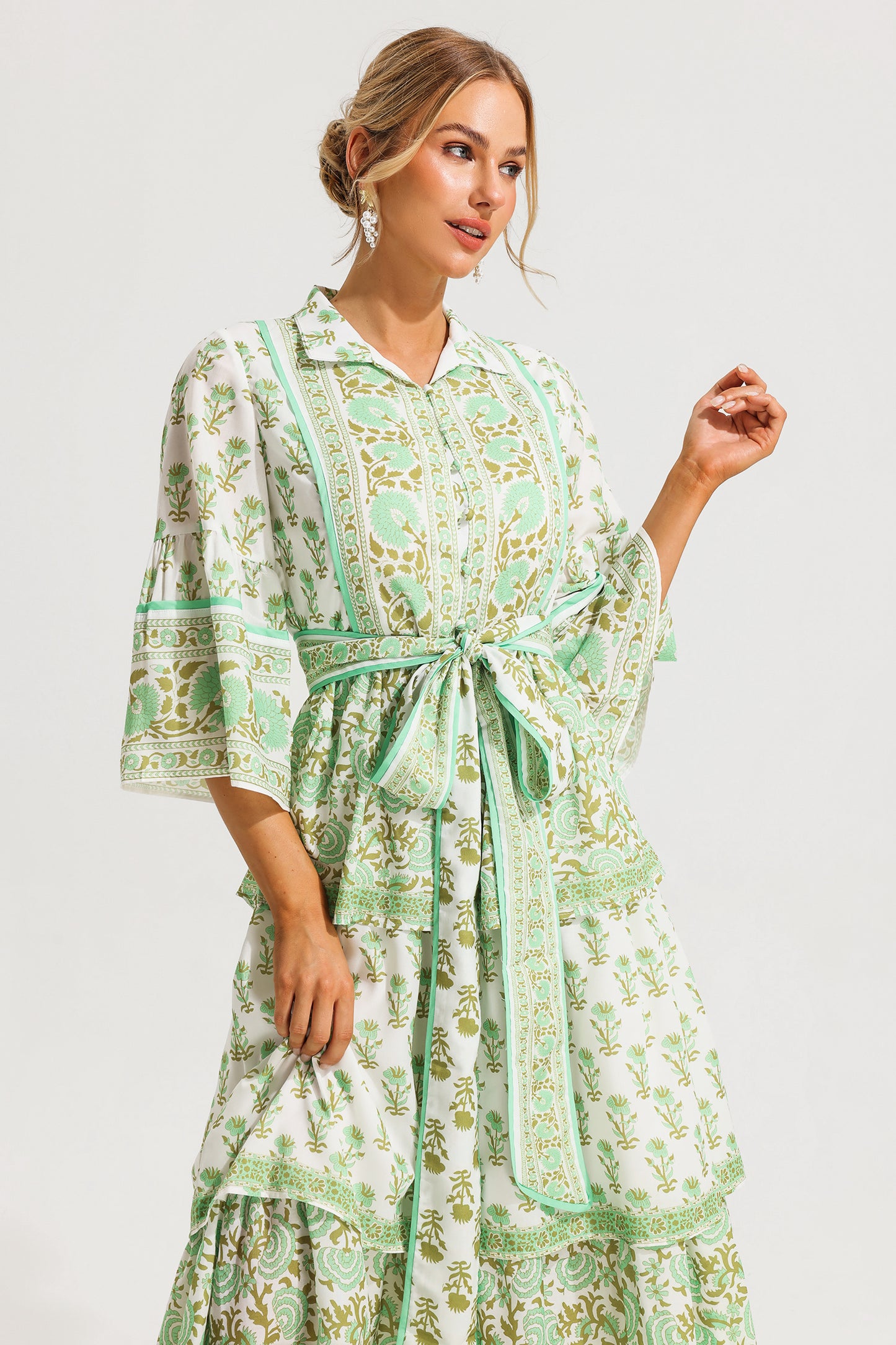 Paisley Single Breasted Midi Dress