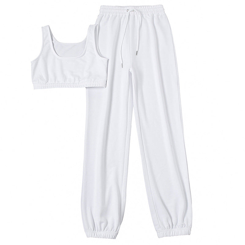Clothing Cropped Tank Top Ankle Tied Lace Up Trousers Two Piece Set