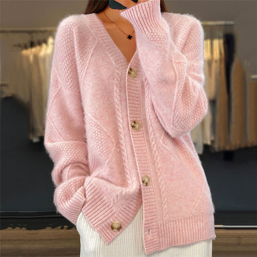 Vintage Loose Slouchy Button Front Cardigan Sweaters elevenforest