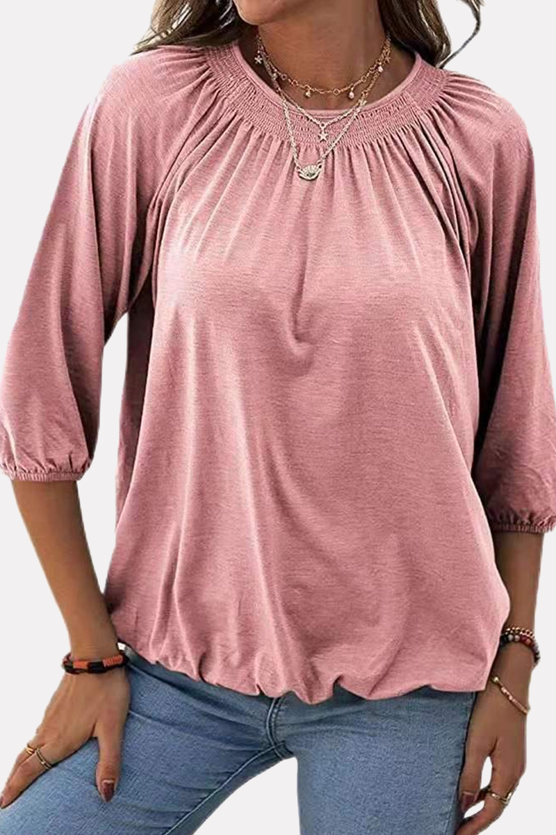 Split Joint Fold O Neck T-shirts