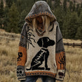 Comstylish Halloween Dog Spiderweb Patchwork Stitched Cozy Knit Hoodie