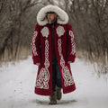 Comstylish Men's Christmas Santa Celtic Art Mid-length Chunky Knit Cardigan Sweater