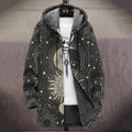 Men'S Art Moon Sun Print Hooded Fleece Cardigan Jacket elevenforest