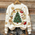 Women's Retro Christmas  Pattern Casual Crew Neck Sweatshirt