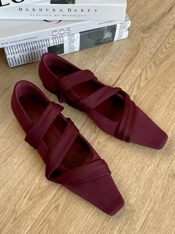 Color Square-toe Flat Shoes