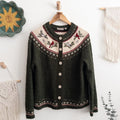 Vintage Christmas Cardinal Bird Jacquard Vintage Knit Button Cardigan artswardrobe