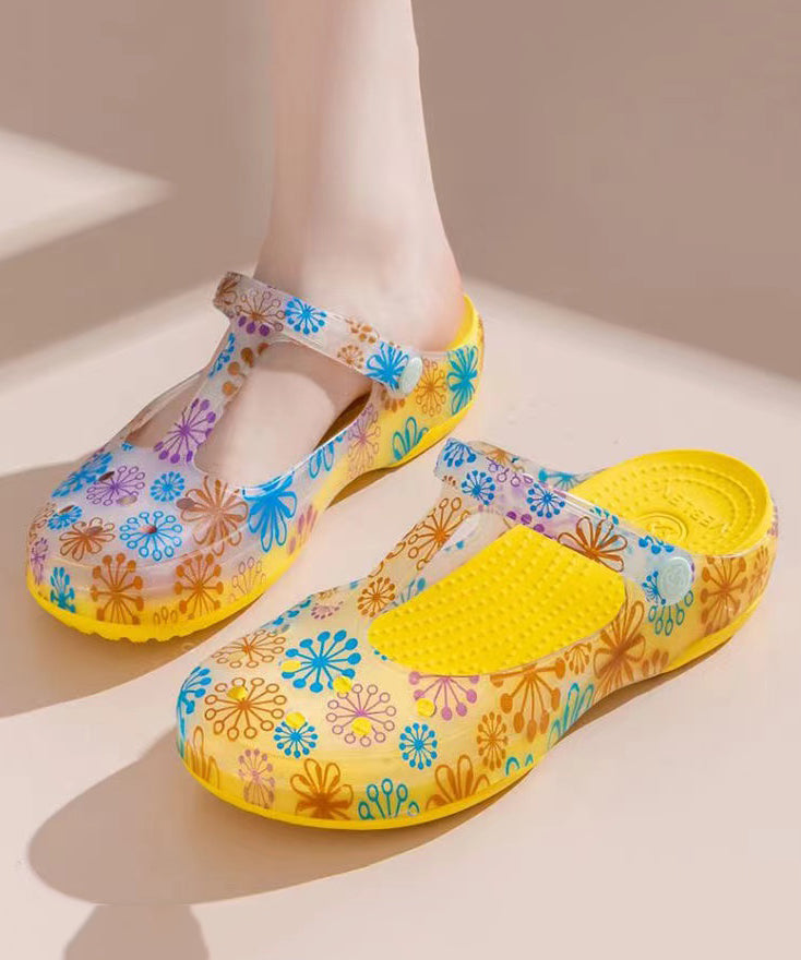 Comfortable Green Print Hollow Out Beach Slide Sandals Ap1059