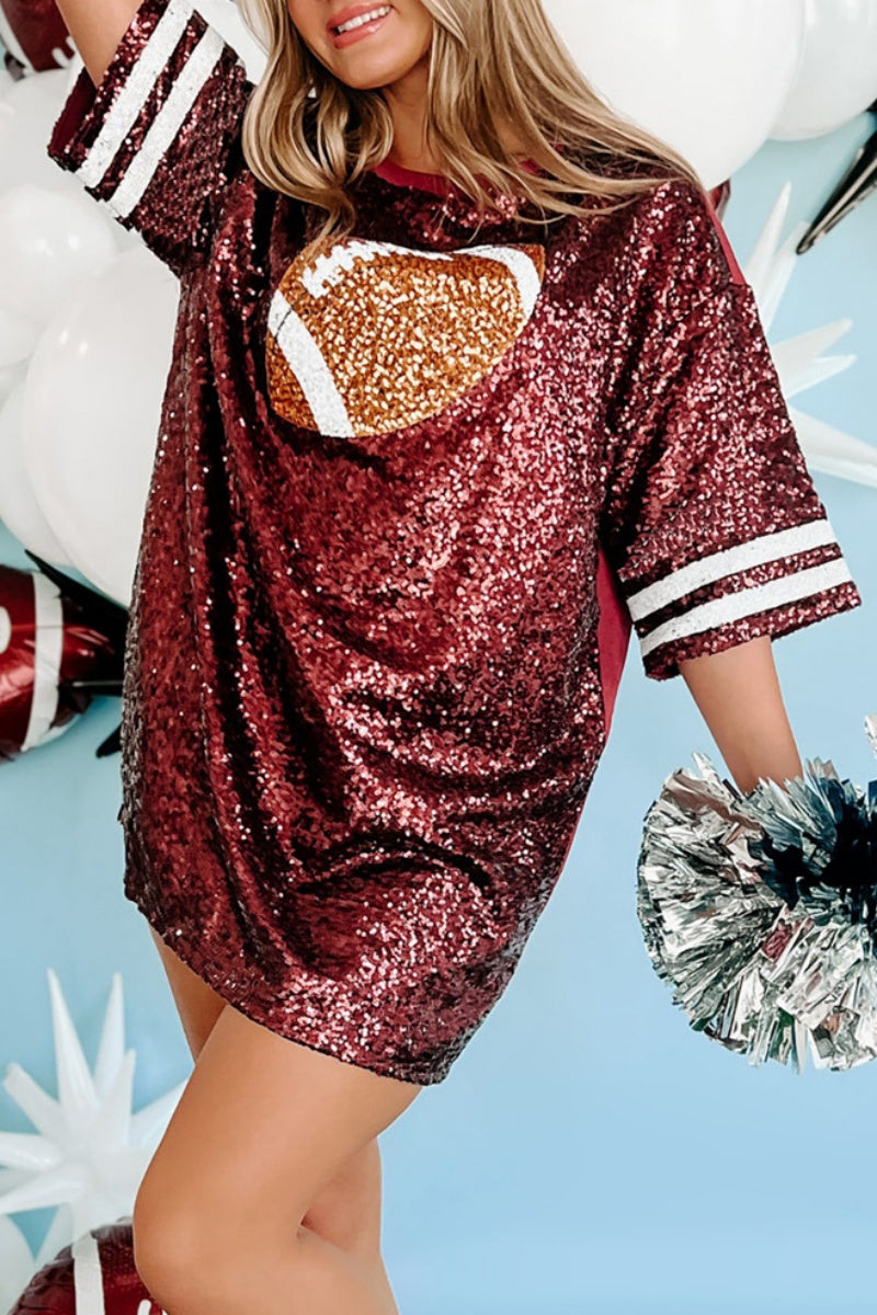 Patchwork Sequins O Neck T-shirts(4 Colors)