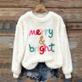 Comstylish Christmas Merry & Bright Cozy Plush Sweatshirt