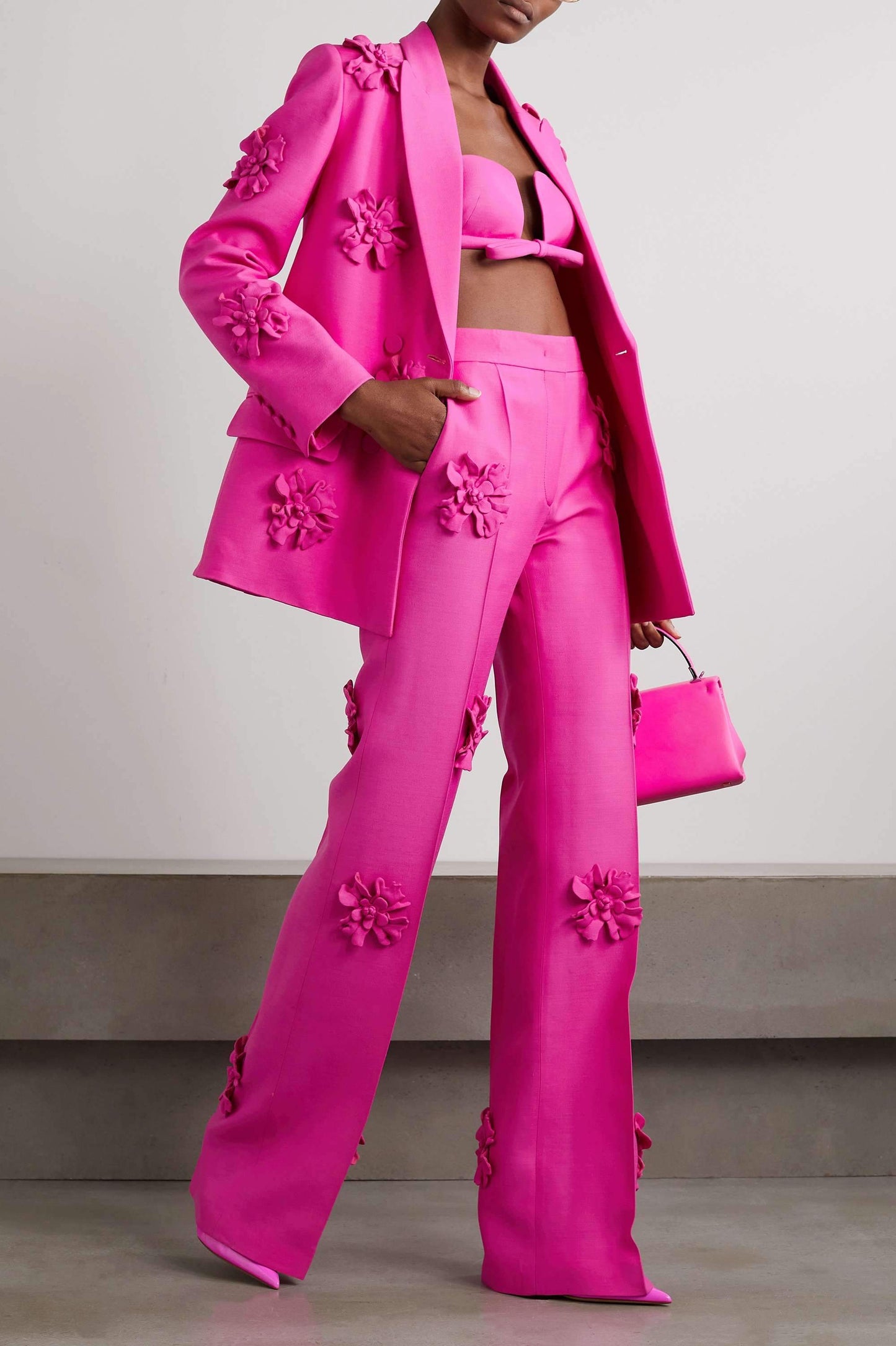 3d Flower High Waist Pants
