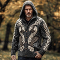 Men's Viking Wolf Celtic Chunky Hooded Cardigan elevenforest