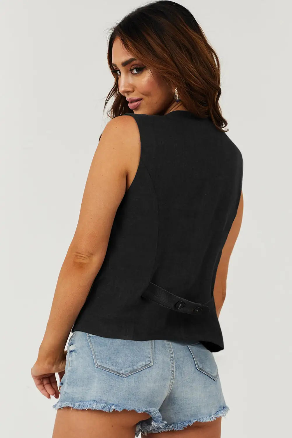 Sophisticated Black V Neck Suit Vest