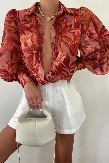 Patchwork Turndown Collar Tops