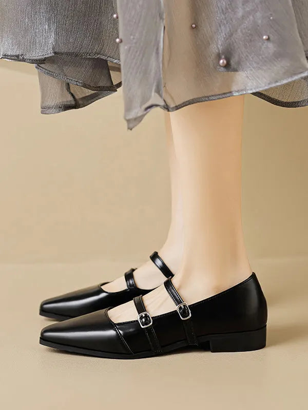 Pointed-toe Shallow Cut Split-joint Flat Shoes