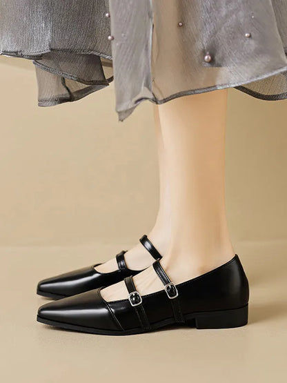 Pointed-toe Shallow Cut Split-joint Flat Shoes