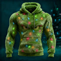 Comstylish Men's Christmas Monster Eyes Colorful Lights Cozy Plush Hoodie