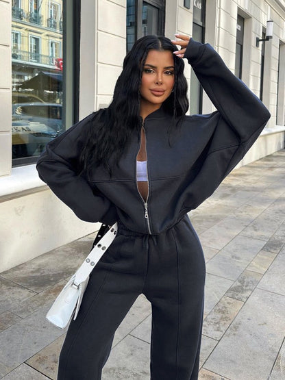Tossy Autumn 2 Piece-set Tracksuit Trousers Outfits Female Slim High Waist Drawstring Clothes Loose ’s Pants Sets