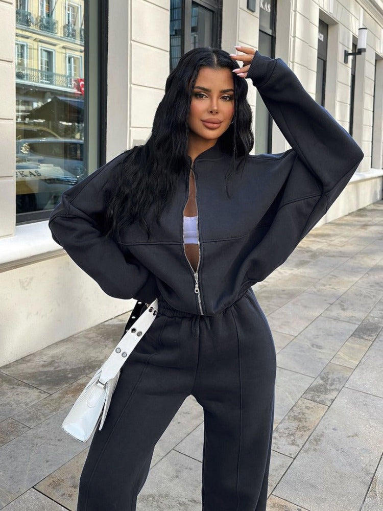 Tossy Autumn 2 Piece-set Tracksuit Trousers Outfits Female Slim High Waist Drawstring Clothes Loose ’s Pants Sets