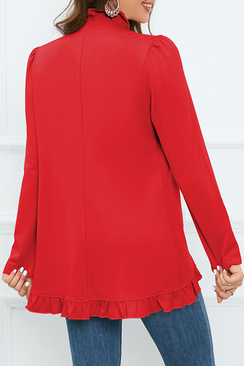 Buckle Flounce Lotus Leaf Collar Outerwear