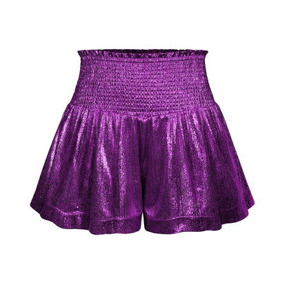 Choose to Sparkle Metallic Shorts - Purple