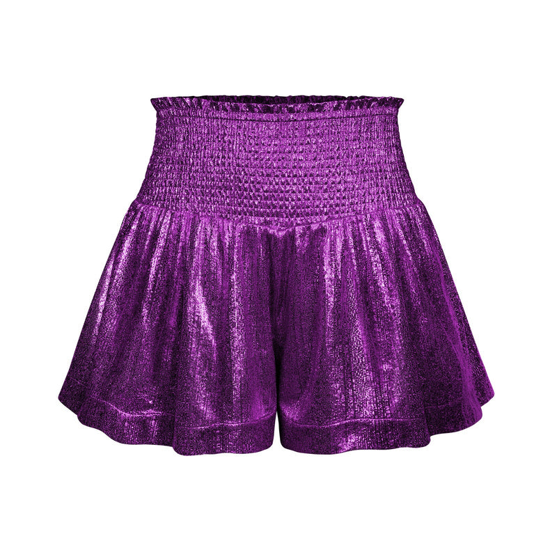 Choose to Sparkle Metallic Shorts - Purple