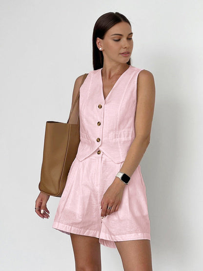 Cotton & Linen Tailored Shorts Set