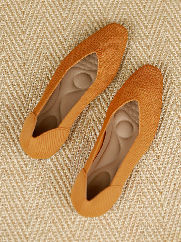 Color Square-toe Flats Shoes
