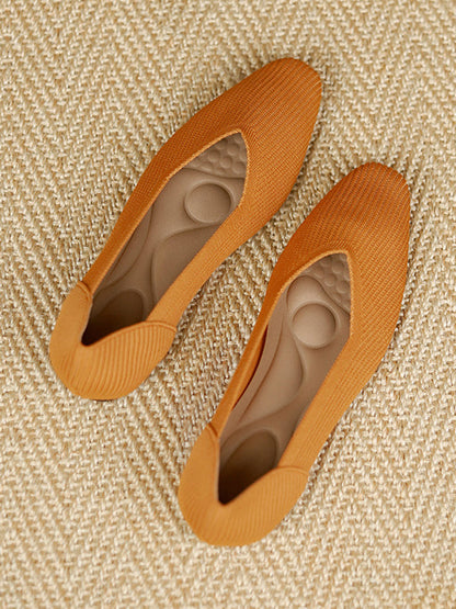 Color Square-toe Flats Shoes