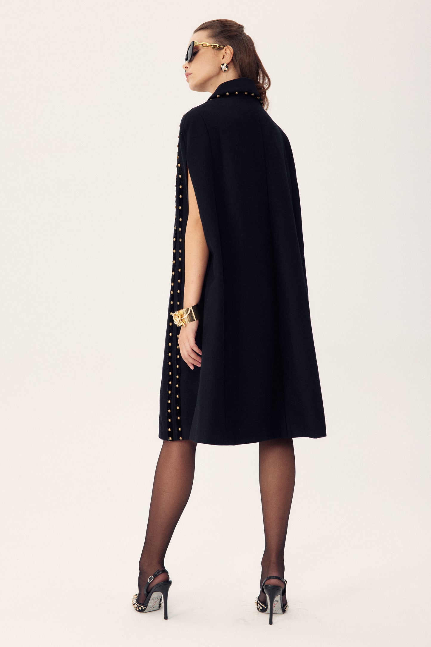 Faithe Rivets Woolen Cape Coat