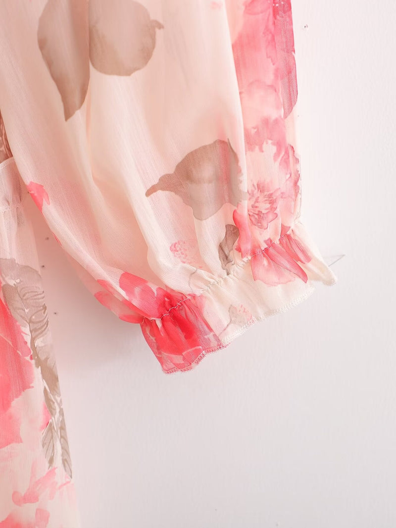 Autumn Print Ruffle Sleeve Mini Dress – Girly Fairy Gas Dress
