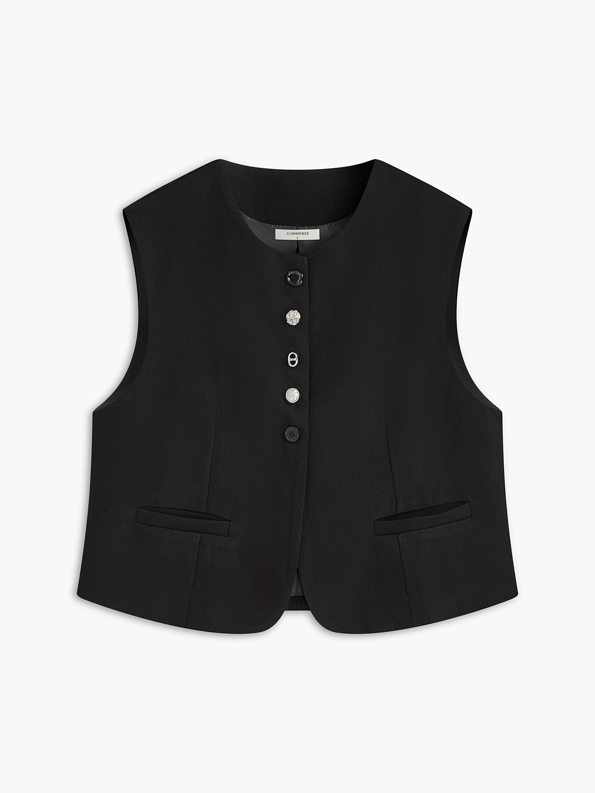 Crew Neck Irregular-button Vest