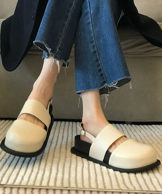 Beige Comfortable Splicing Platform Sandals Hollow Out Oi044