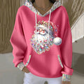 Comstylish Women's Christmas Santa Claus Print Long Sleeve Casual Hoodie