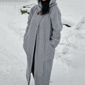Women's Crochet Patchwork Solid Color Hooded Pocket Sweater Cardigan elevenforest