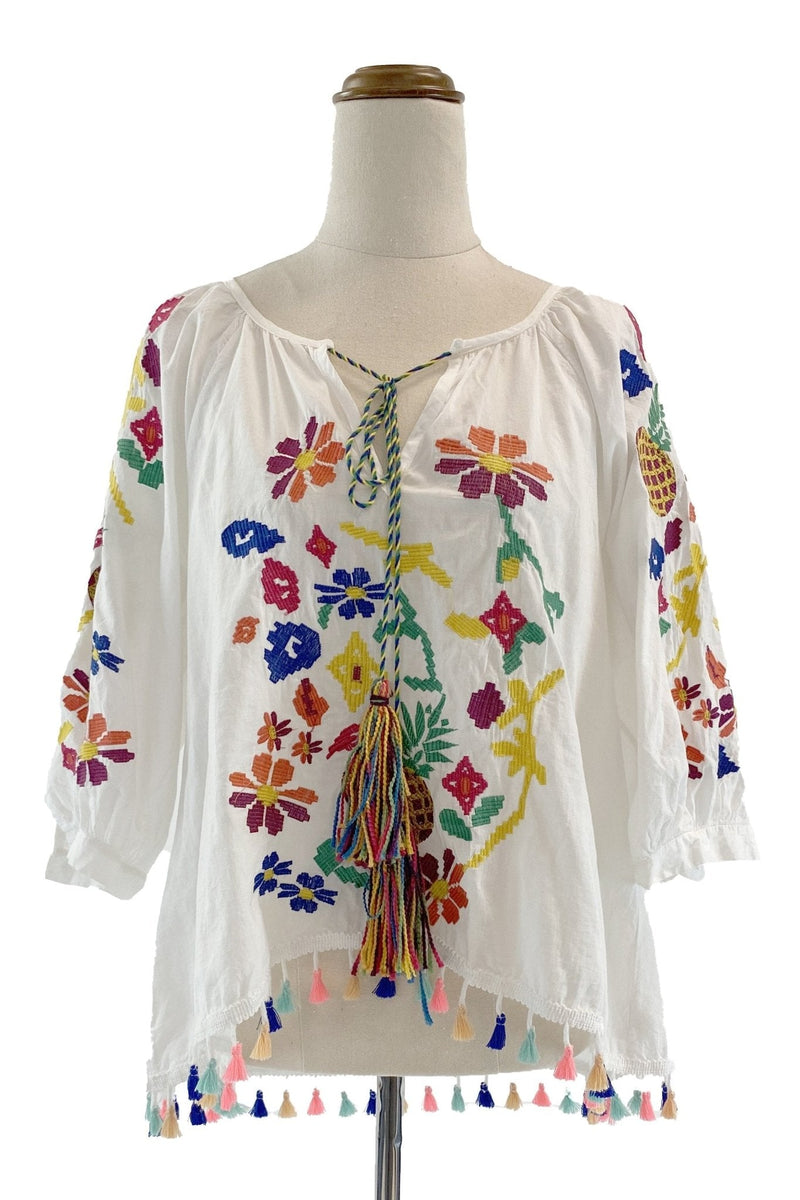 Kyndall Embroidered Tassel Blouse