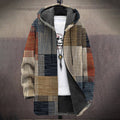 Men'S Retro Color Block Print Long Sleeve Cardigan Jacket elevenforest