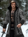 Men's Viking Tribal Pattern Jacquard Celtic Cozy Cardigan Sweater elevenforest