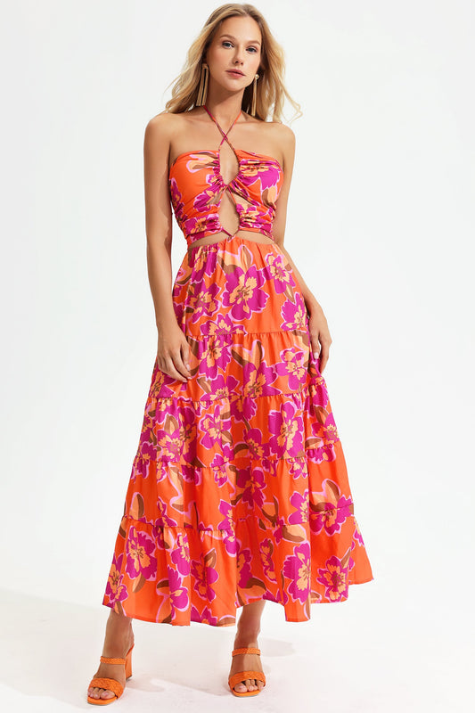 Halter Neck Cut-out Maxi Dress