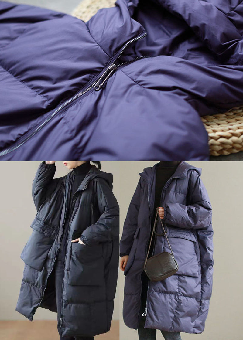 Black Warm Duck Down Winter Coats Zip Up Winter