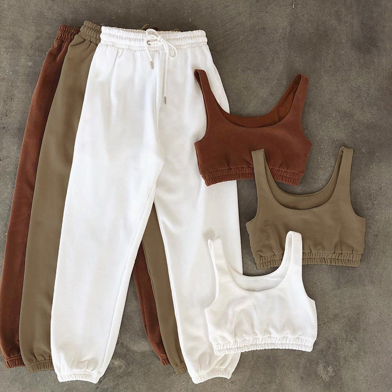 Clothing Cropped Tank Top Ankle Tied Lace Up Trousers Two Piece Set